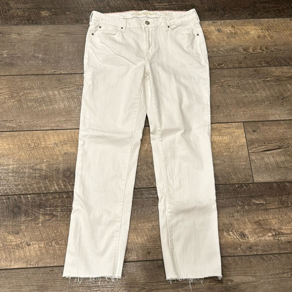 Eddie Bauer Slightly Curvy White Straight Raw Hem Jeans Size 12T